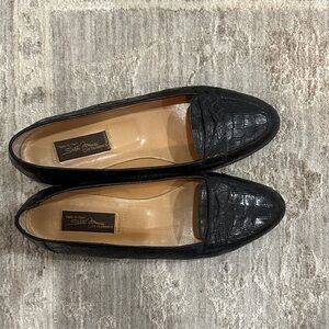 Sesto Meucci Black Embossed Leather Flats